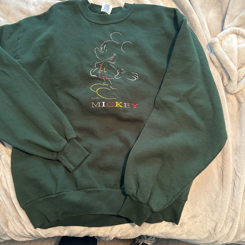 Vintage Mickey Mouse Green Sweater
